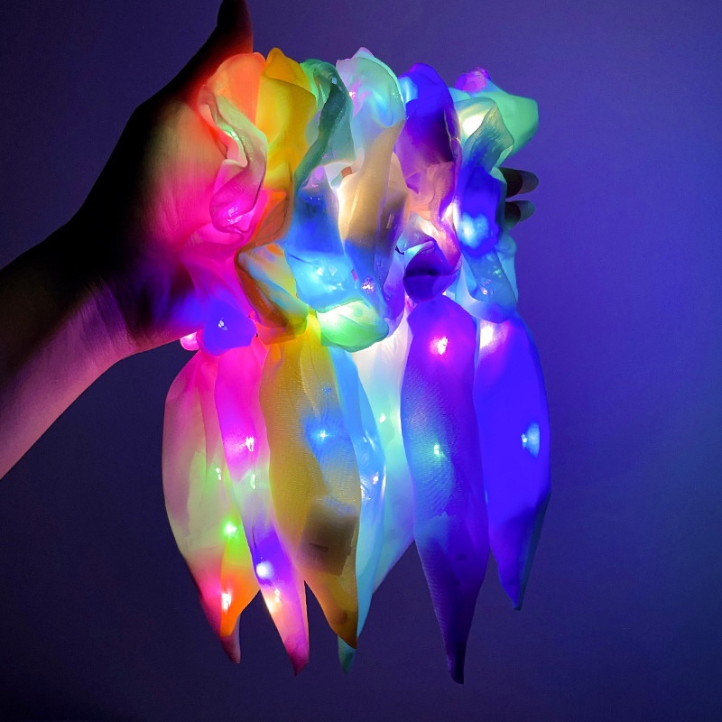 Women's Luminous LED Bow Cloth Scrunchie Flash Party Hair Tie