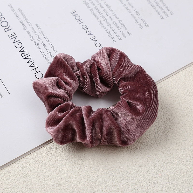 Women's Autumn Winter Velvet Zipper Scrunchie Hair Band Solid Color