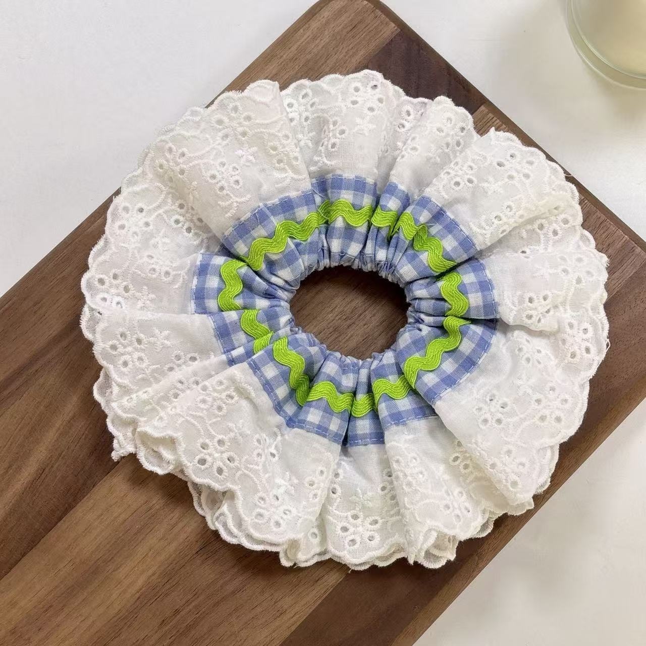 Women's French Romantic Cloth Hair Tie Four Layer Hollow Out Lace