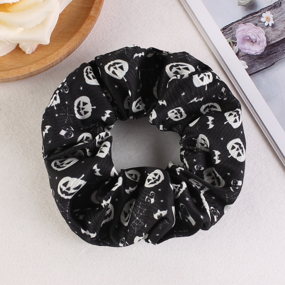 Women's Halloween Party Fabric Hair Scrunchies Colorful Skull Pattern