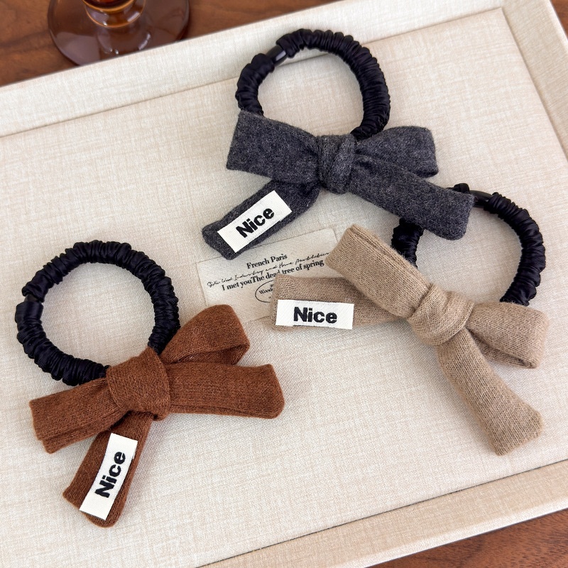 Girls Casual Knitted Scrunchie Elastic Ponytail Hair Tie Bowknot
