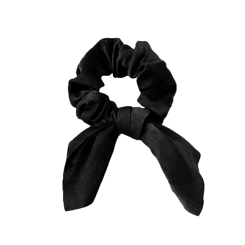 Women's Handmade Rabbit Ear Scrunchie Daily Hair Tie Solid Satin Bow