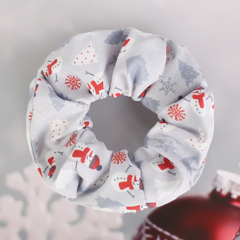 Women's Polyester Scrunchie Hair Tie For High Ponytail Christmas Floral Print