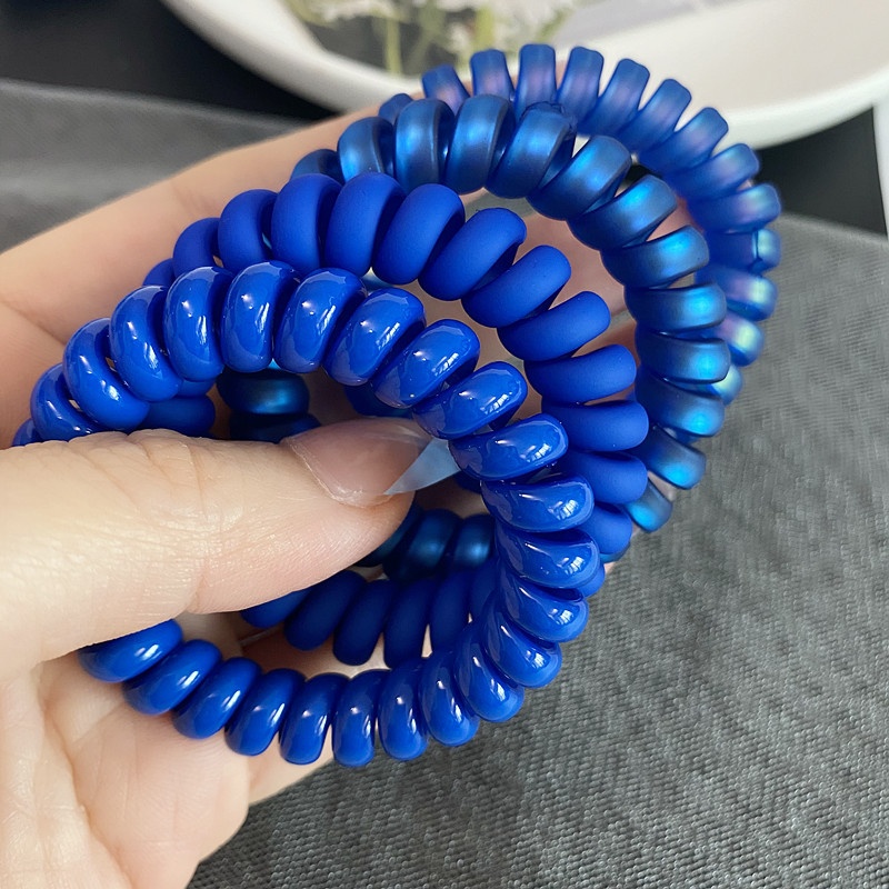 Women's Matte Plastic Spiral Hair Tie Daily Styling Low-Key Blue
