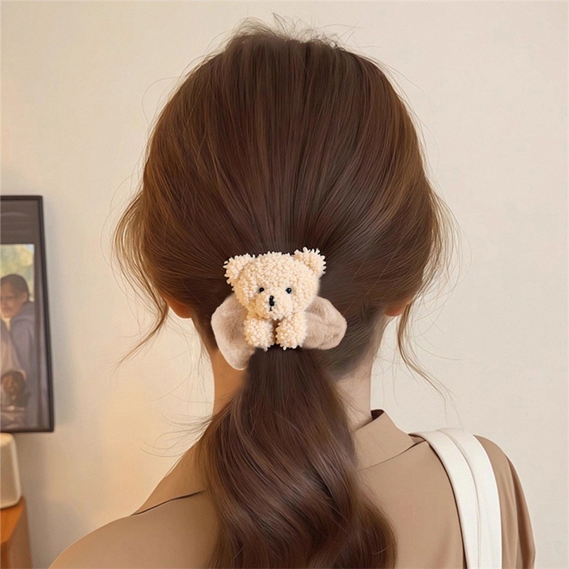Girls Velvet Hair Tie Large Elastic Band Autumn Winter Cute Little Bear