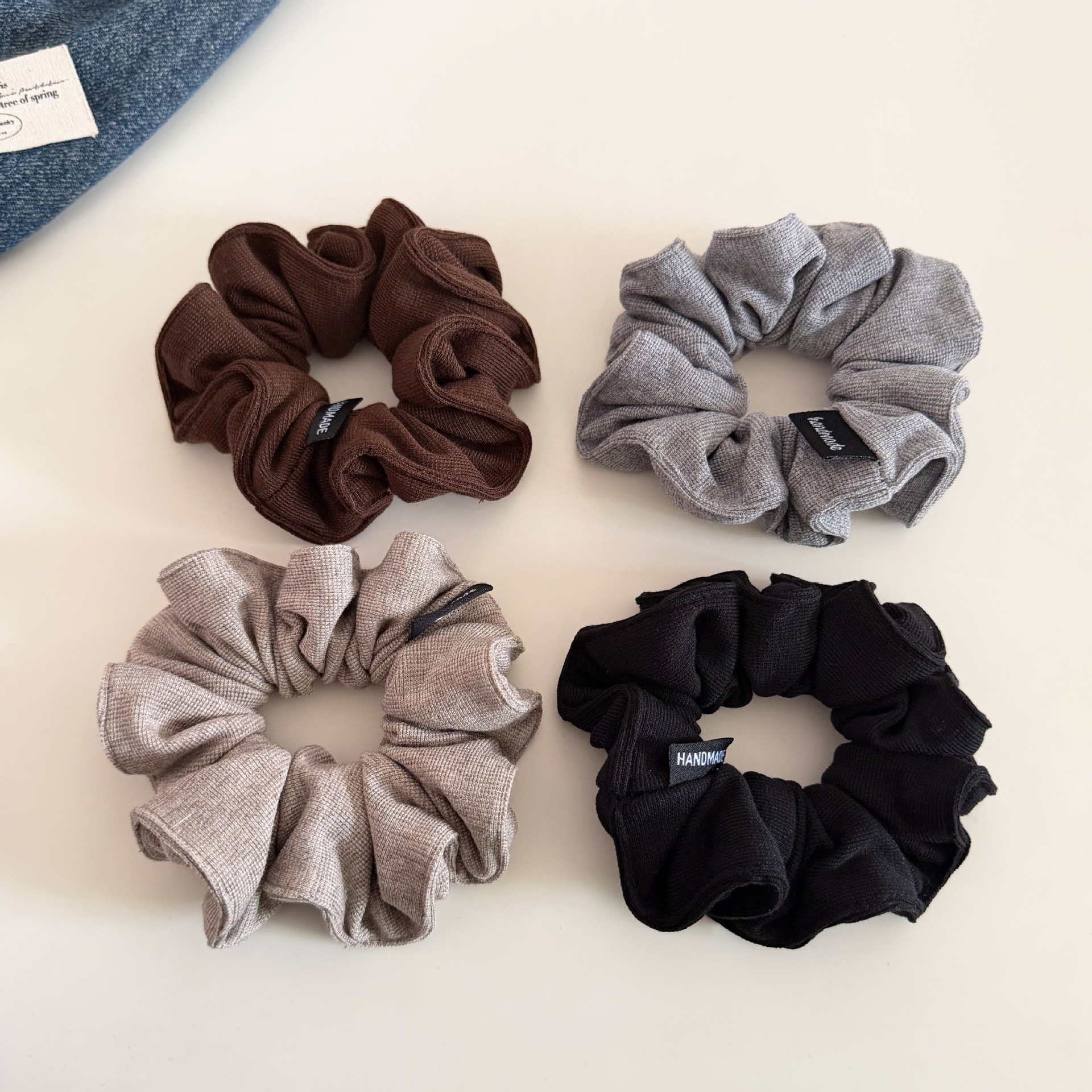 Women Soft Knitted Scrunchie Low Ponytail Hair Rope Solid Color