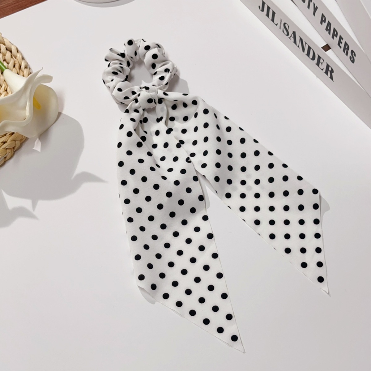 Women's High Elastic Cloth Bow Ponytail Holders Retro Polka Dots