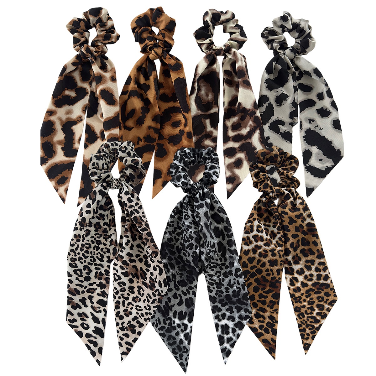 Women's High Elasticity Cloth Bow Hair Tie Retro Leopard Print Hairband