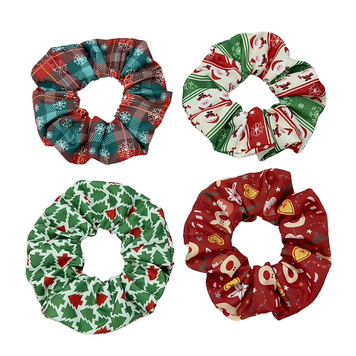 Women's Elastic Cloth Holiday Hair Tie Christmas Tree Snowman Candy Design