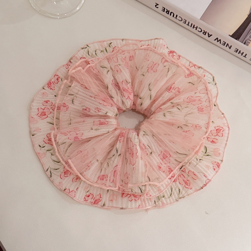 Women's Elegant Large Cloth Scrunchie Banquet Hair Tie Ditsy Floral