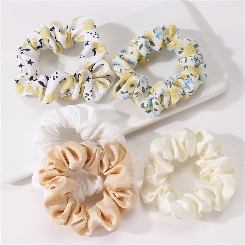Women Girls Summer 5Pcs Cloth Hair Bands Dopamine Colorful Fruit Floral