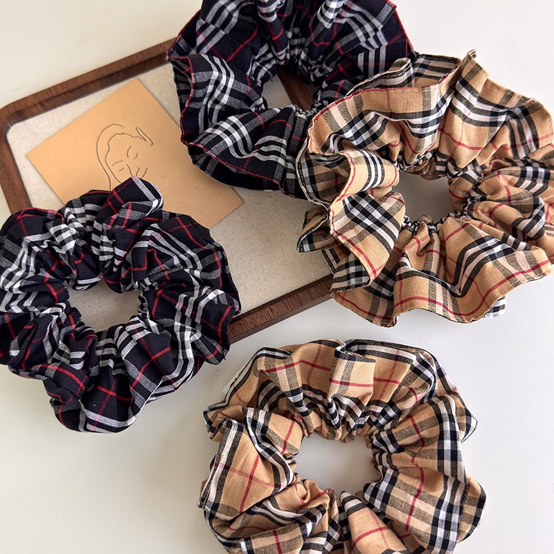 Women's British Style Floral Plaid Hair Tie Versatile Luxury Romantic Cloth