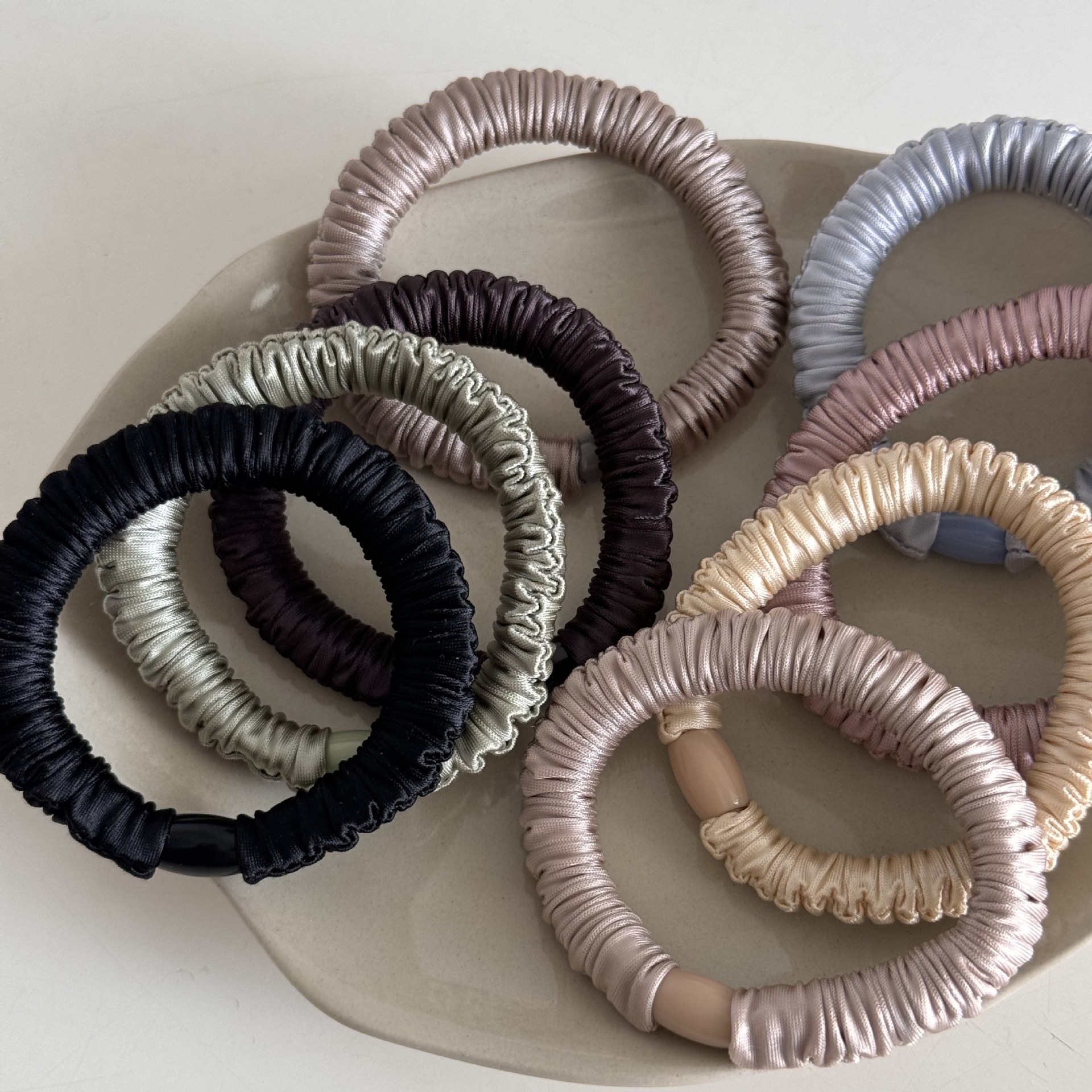 Women's High Elastic Cloth Large Bow Hair Ties Daily Solid Macaron Color