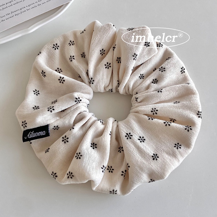 Women's Soft Velvet Hairband Tie For Hair Bun Ditsy Floral Print