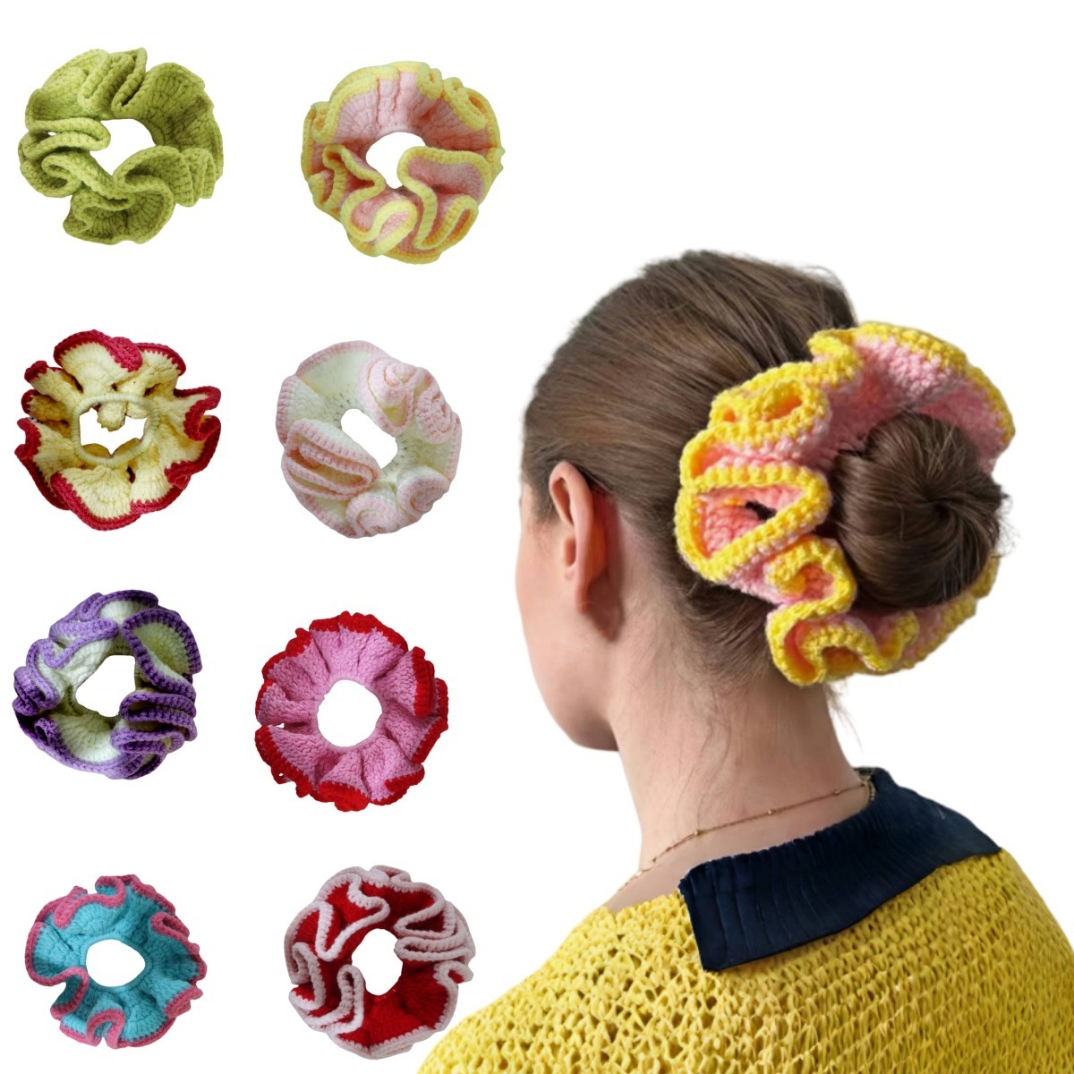 Girls Versatile Polyester Knitted Hair Bands Vintage Floral Lace