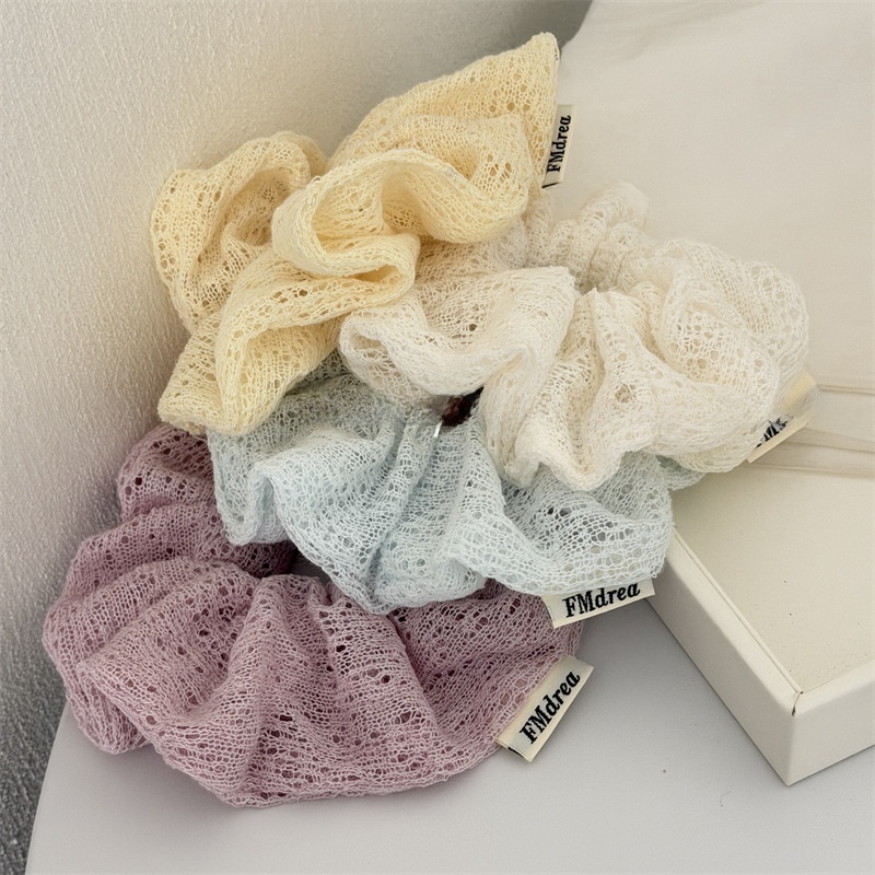 Women's Sweet Knit Mesh Hair Tie Spring Hair Accessory Beige