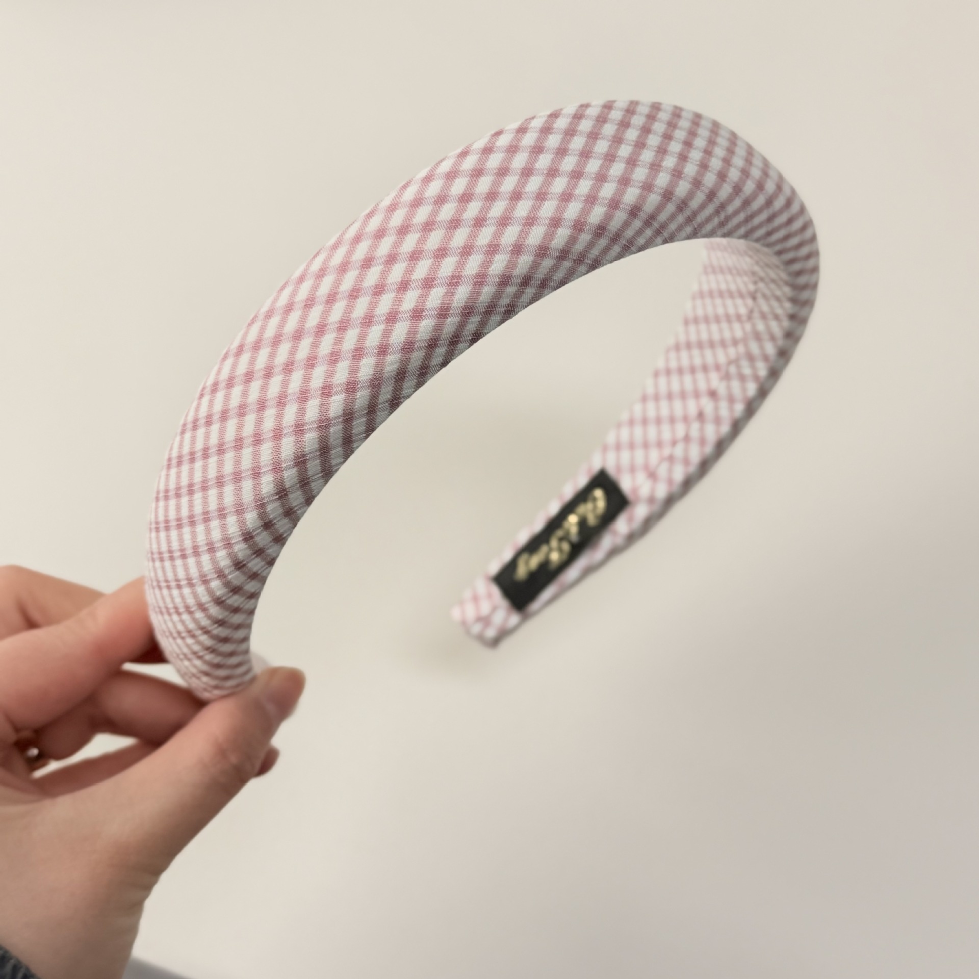 Women's Stylish Cloth Hair Tie in Pink Plaid for Spring and Summer