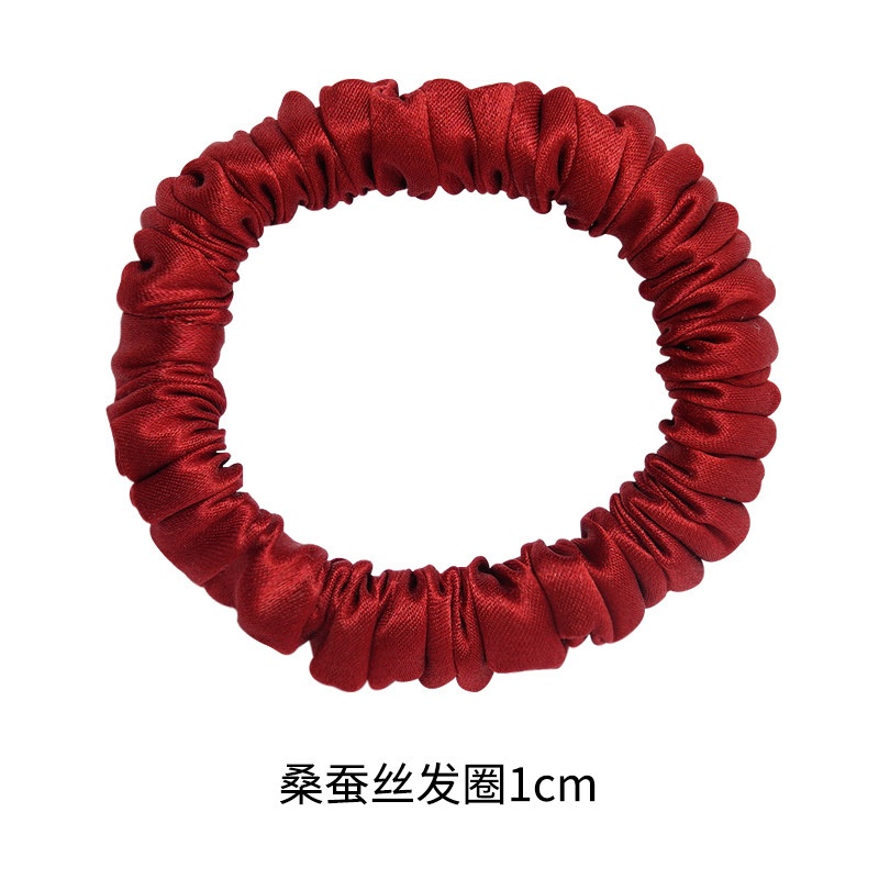 Women's Handmade Luxury 100% Silk Mini Hair Scrunchies Pure Color