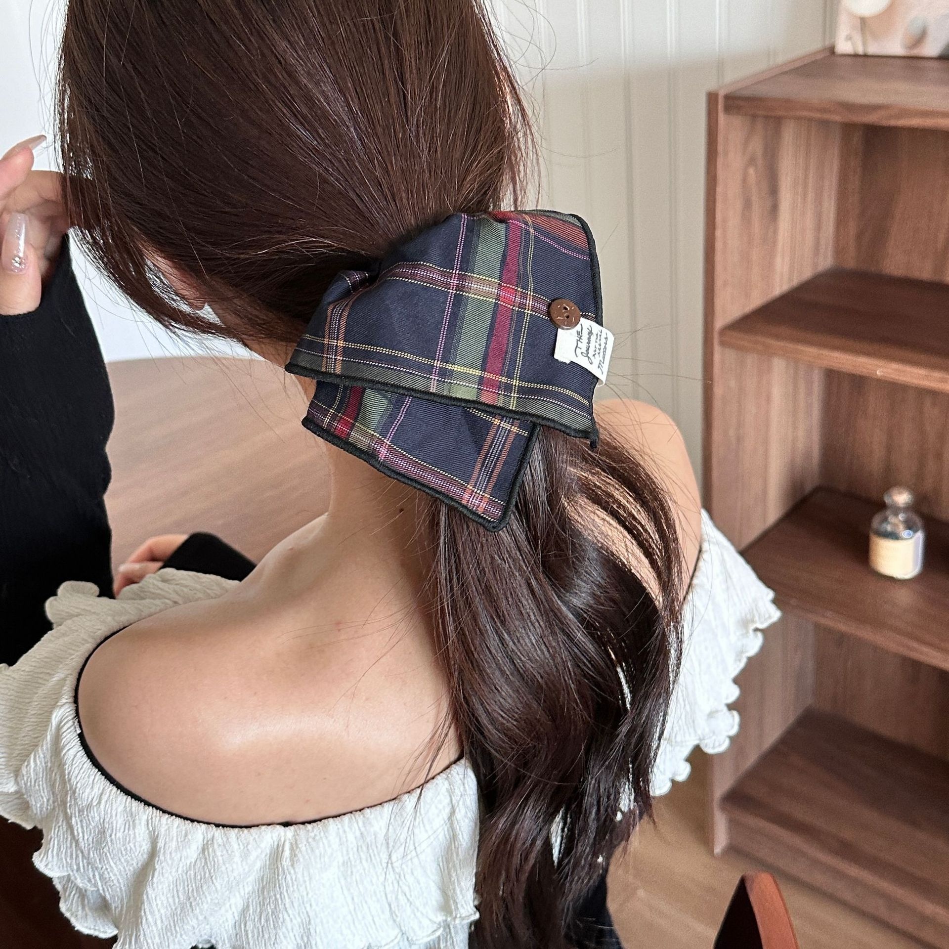 Girls Cloth Scarf Scrunchies Pastoral Fruit Hair Band Rose Red