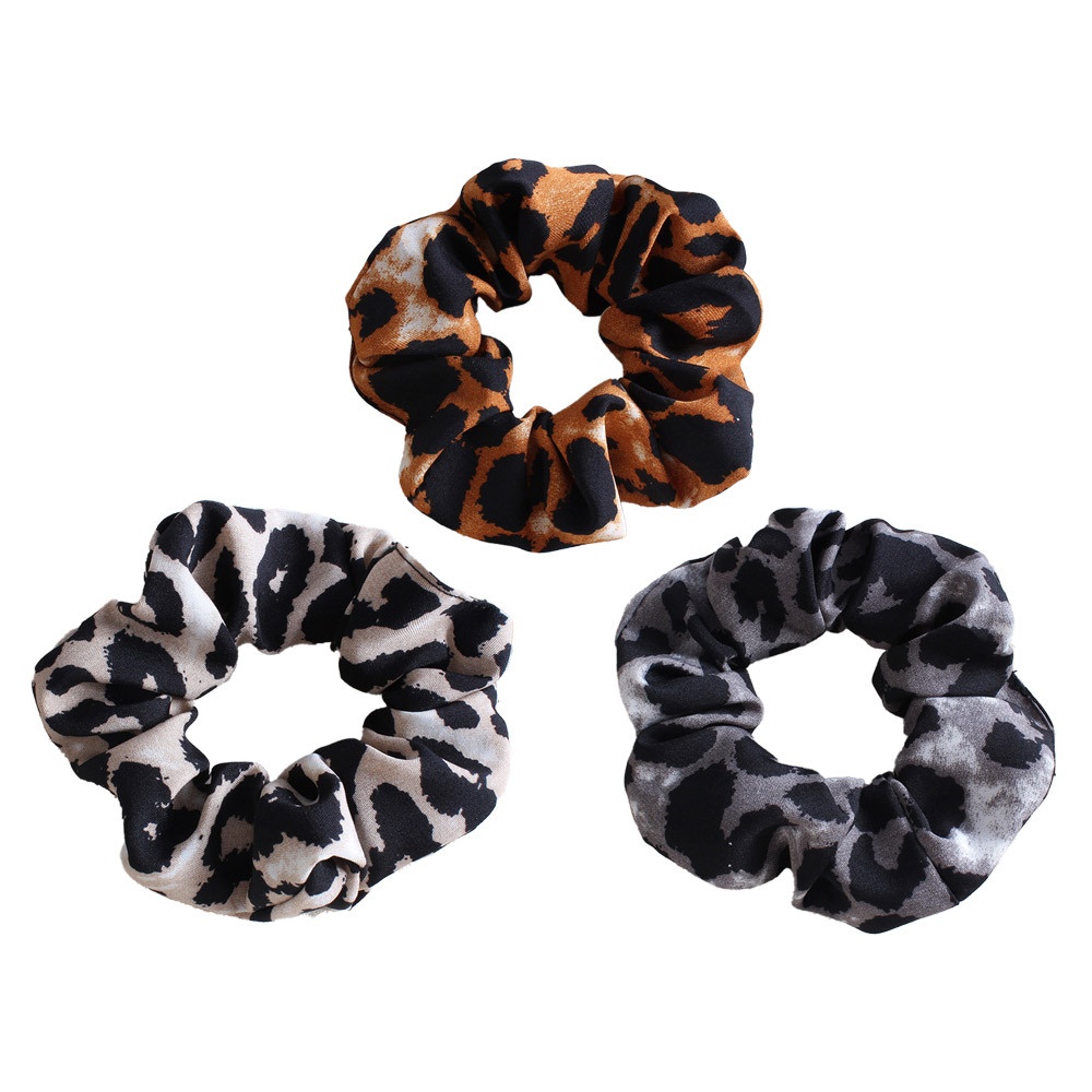 Women's Retro Leopard Print Cloth Hair Tie Beige Autumn Accessory