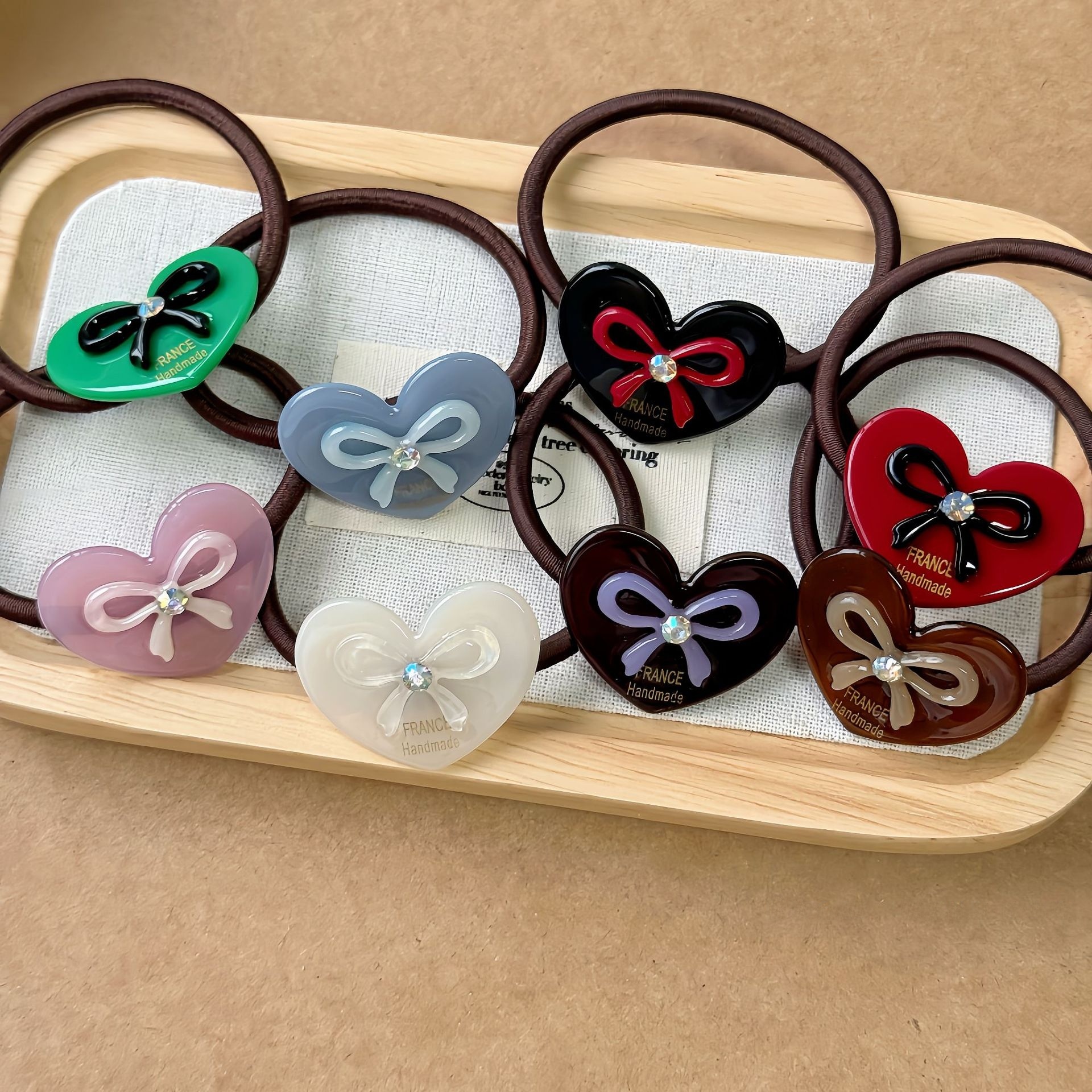Women's Daily Elastic Acetate Hair Tie Rhinestone Heart Bow Knot