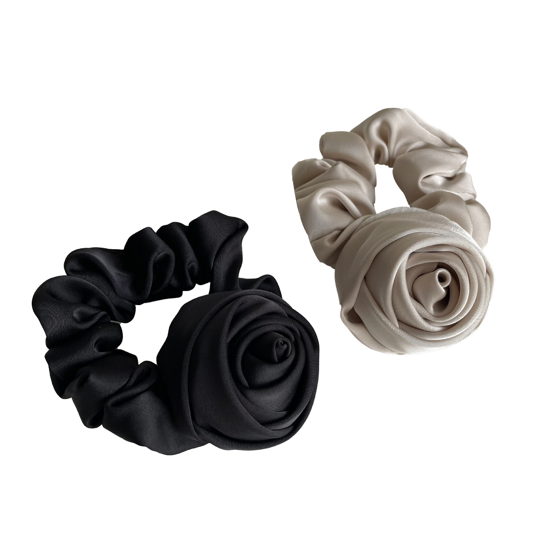 Women's Mint Series 3D Rose Satin Hair Ties High Elasticity Bun Accessories