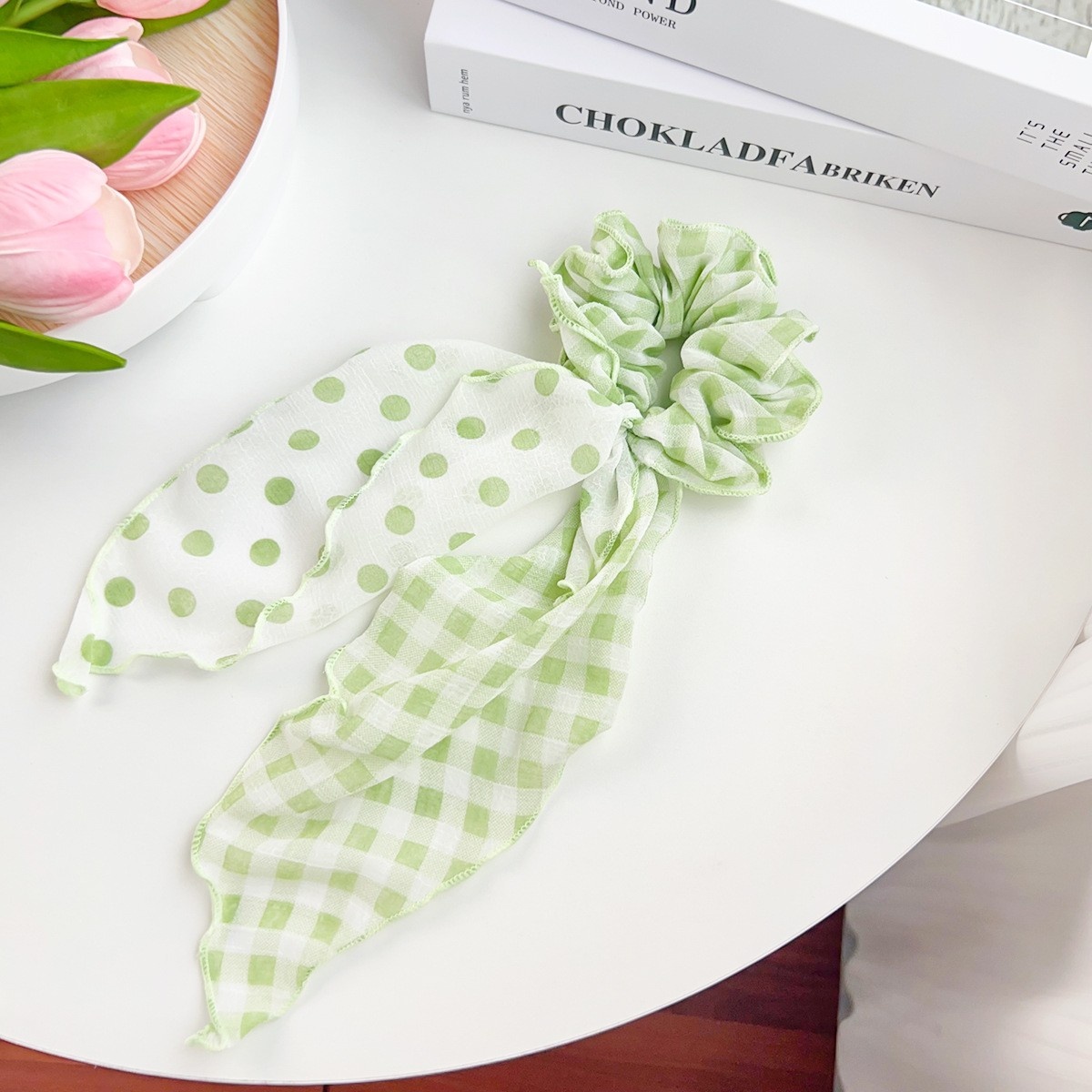 Women's Elegant Fabric Party Hair Ties Fresh Floral Grid Pattern