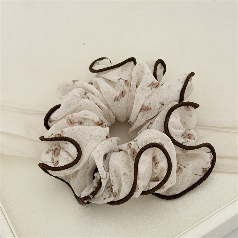 Women's Sweet Spring Soft Chiffon Hair Tie White Ditsy Floral