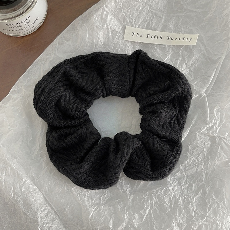 Women's Sweet Plush Rib-Knit Butterfly Knot Color Block Winter Hair Tie