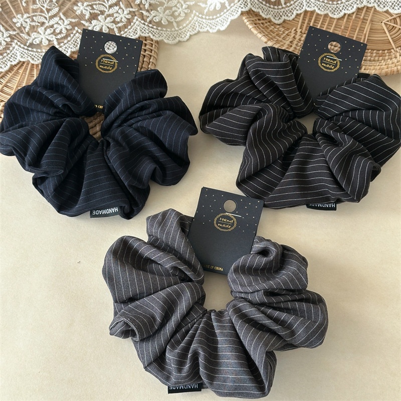 Women's Cloth Lazy Low Bun Maker Hair Tie Autumn Winter Striped