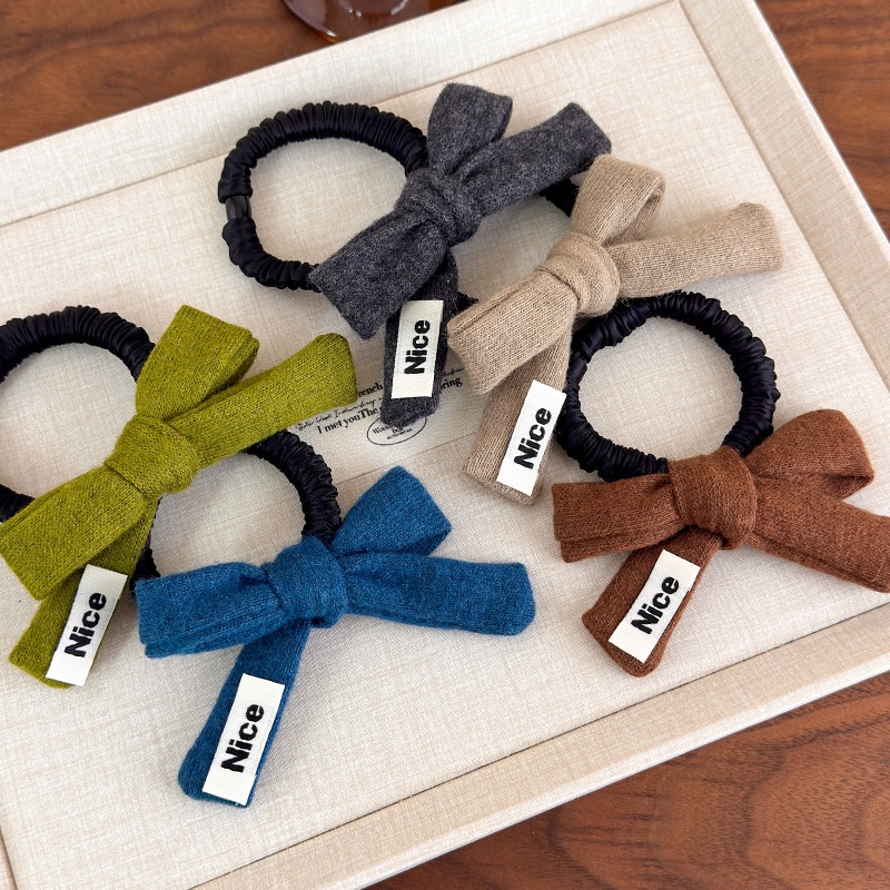 Girls Casual Knitted Scrunchie Elastic Ponytail Hair Tie Bowknot