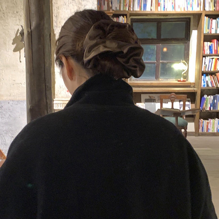 Women Irregular Satin Hair Tie Elegant Spring Hair Accessory Black