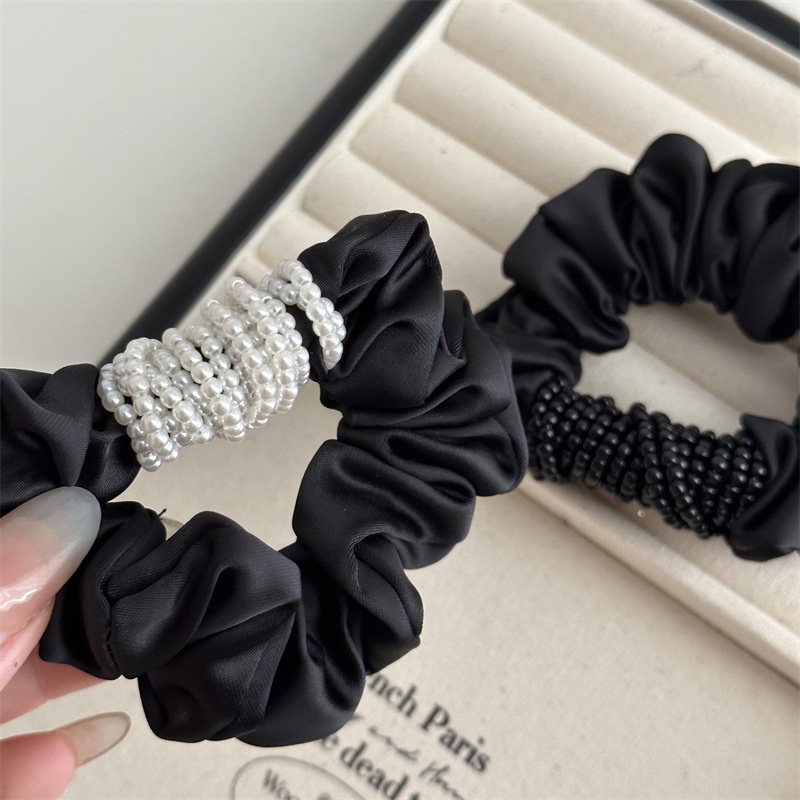 Women's Cloth Elastic Bun Hair Bands 3D Retro Beaded Floral