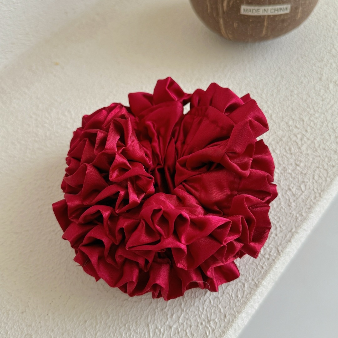 Women's Spring French Style Cloth Hair Tie Red Flower Pattern