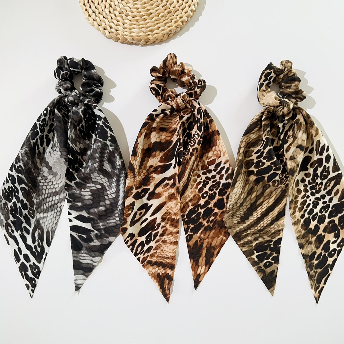 Women's Retro Snakeskin Hair Band High Elasticity Cloth Ponytail Holder