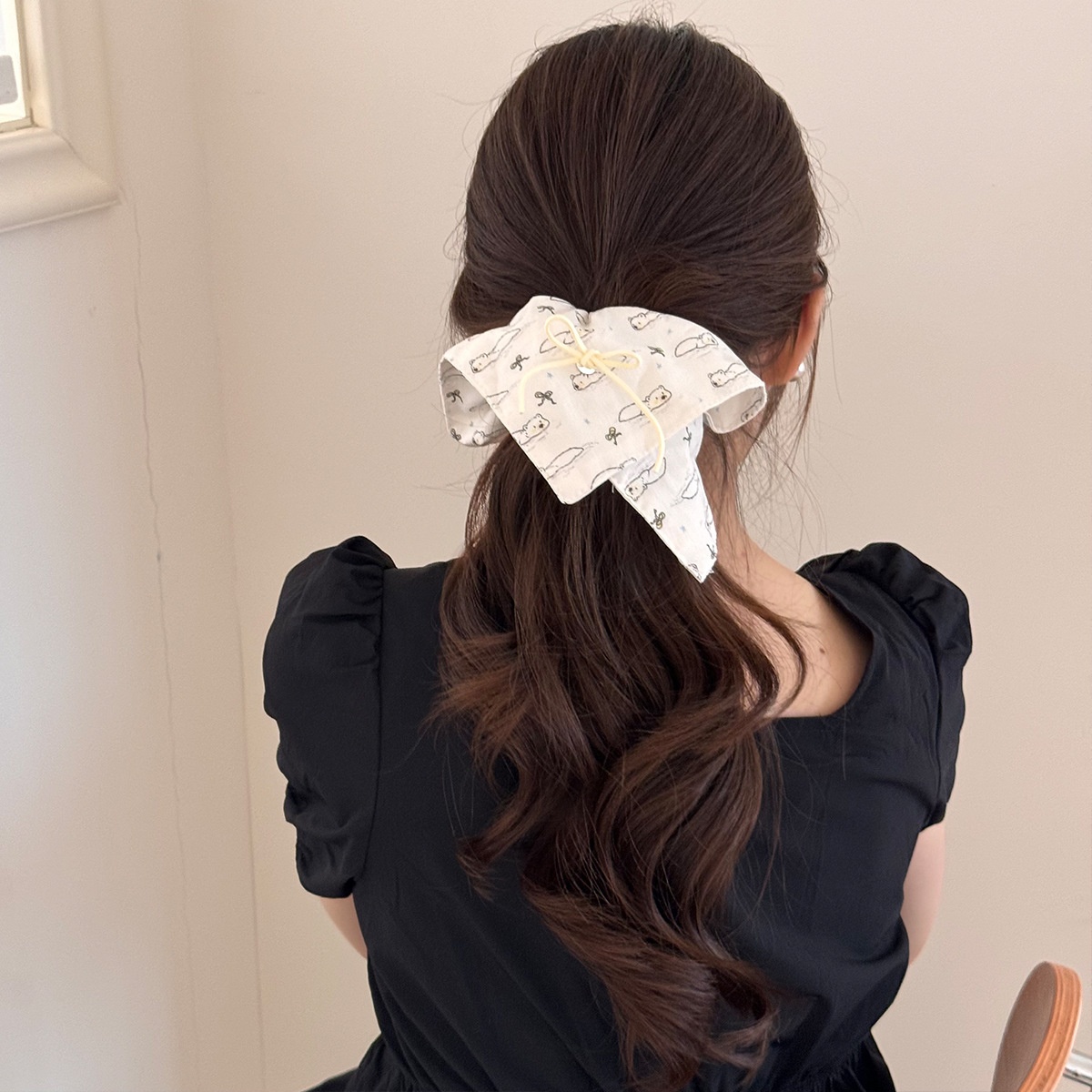 Women's Satin Scarf Elastic Hairband Handmade Hair Ring Multi-Color Bowknot