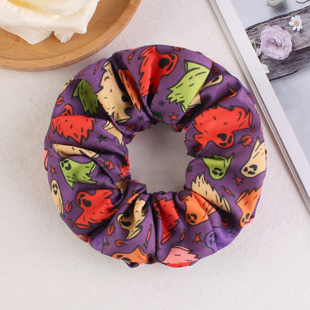 Women's Halloween Party Fabric Hair Scrunchies Colorful Skull Pattern