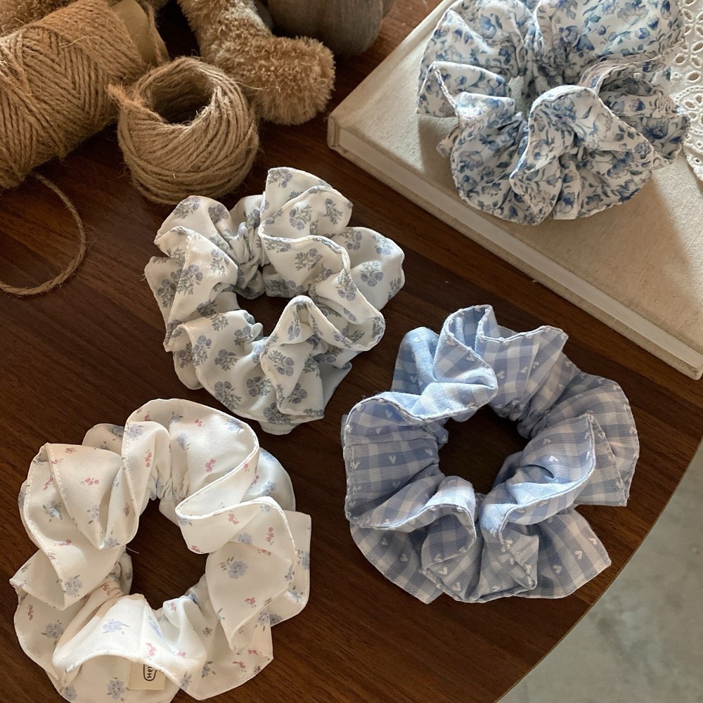 Women's Spring Cloth Bowknot Hair Tie in Navy Blue Ditsy Floral