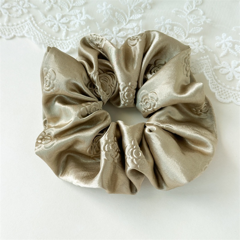 Women's Luxury Embossed Satin Large Bow Hair Ties Solid Color Versatile Hair Bands