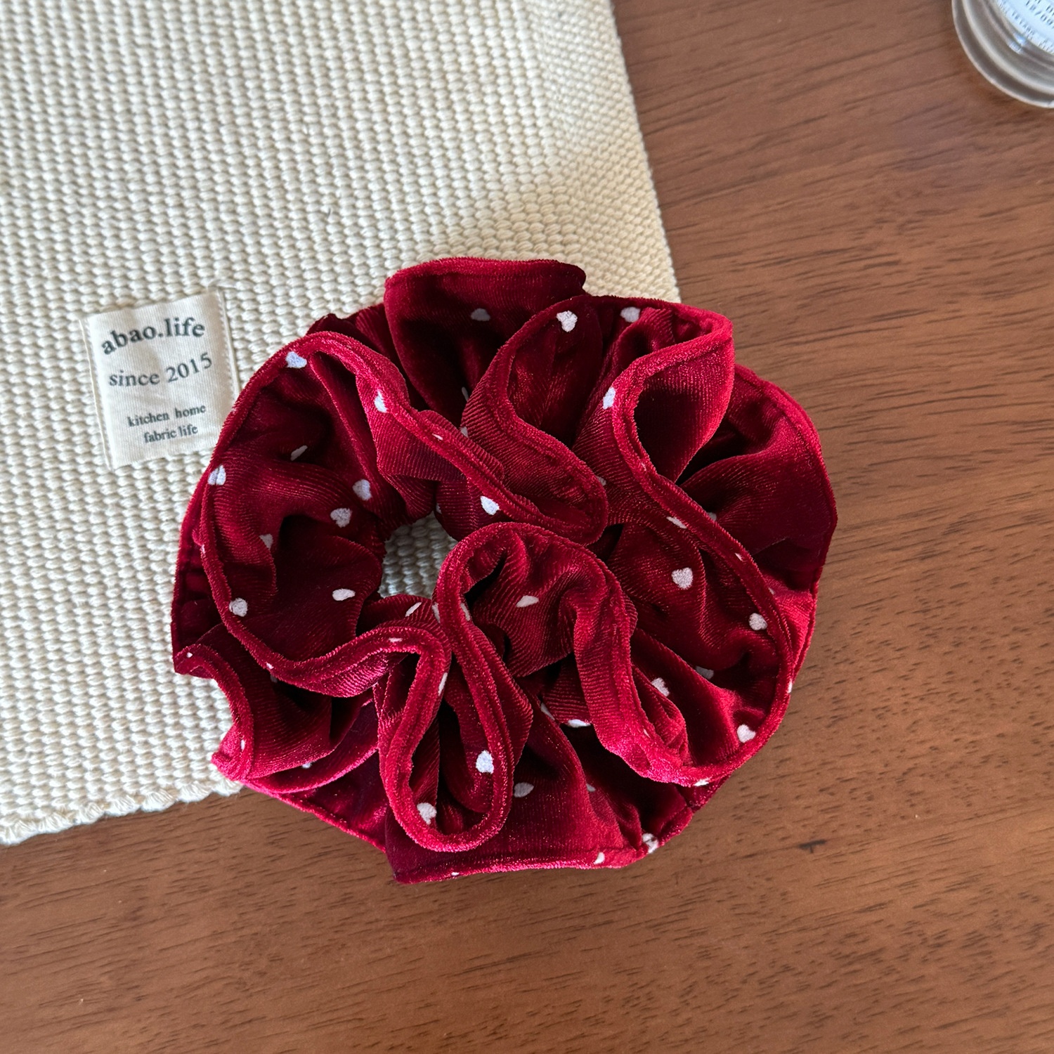 Women's Elegant Velvet Polka Dot Hair Scrunchies Small Fragrance Style Ties