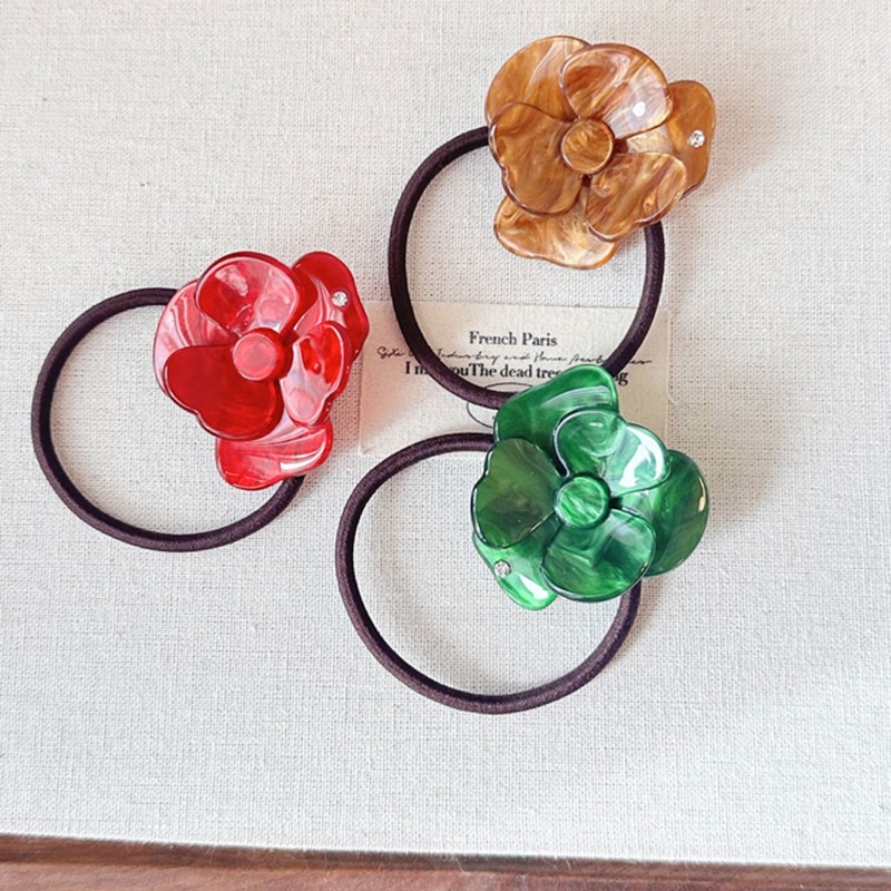 Girls No Damage Acetate Elastic Hair Tie Rose Flower