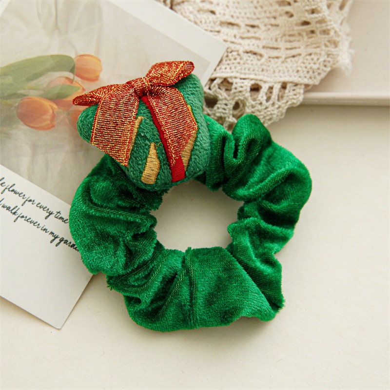 Women Girls Handmade Cloth Hair Tie Cute Cartoon Christmas Holiday Style