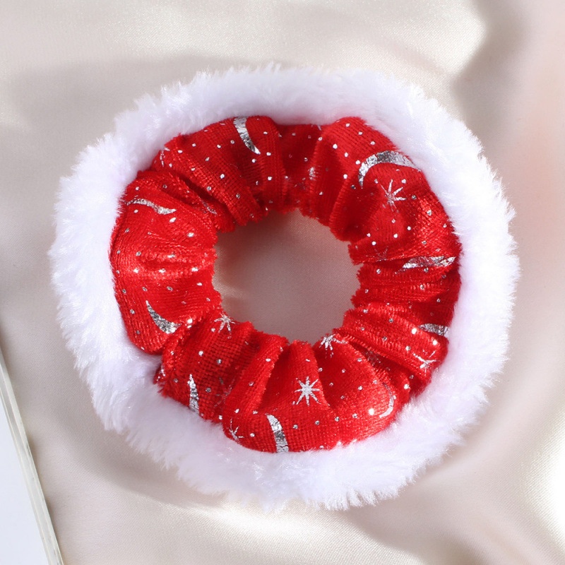 Unisex Holiday Cloth Hair Tie Scrunchie Christmas Snowman Pattern