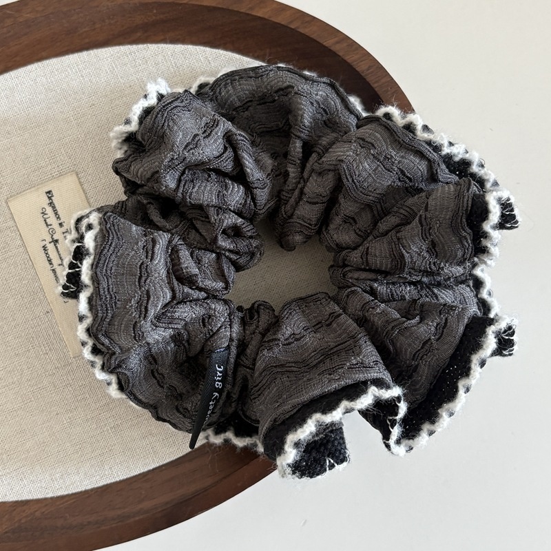 Women's Winter Cloth Ponytail Hairband Color Block Striped Lace