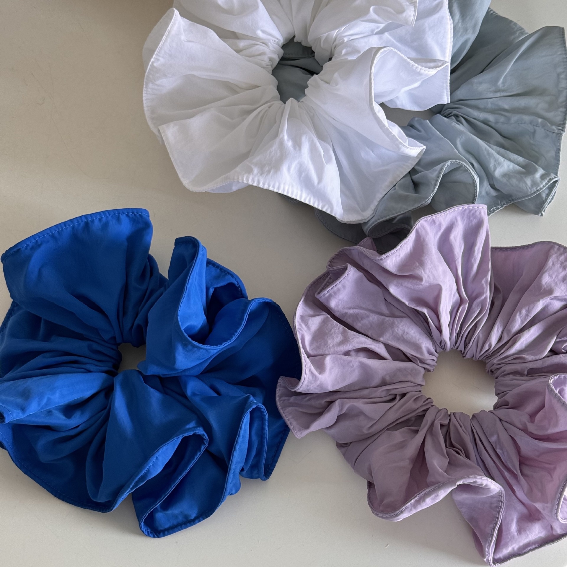 Women's Spring Soft Cloth Hair Tie Scrunchie Solid Light Blue