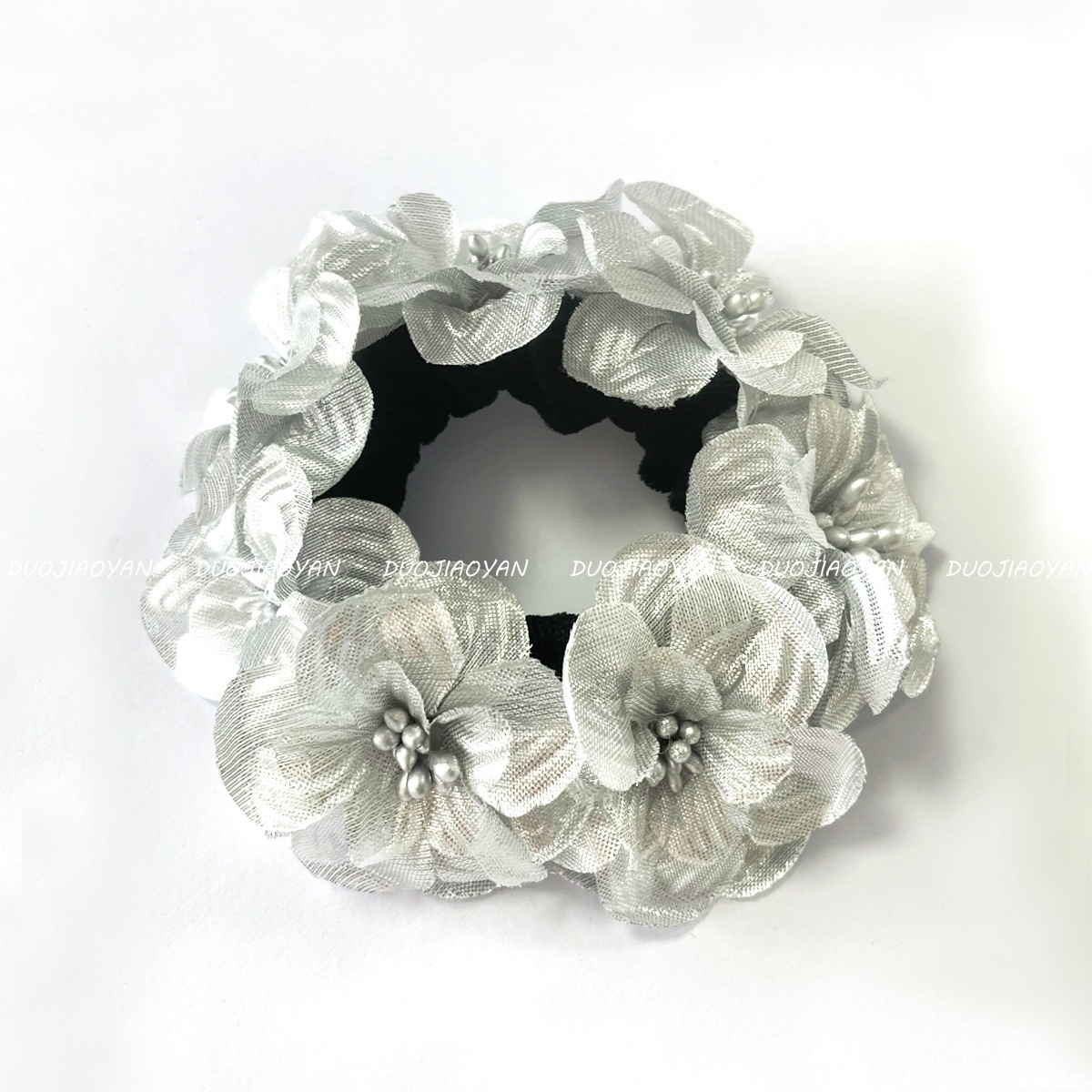 Women's Christmas Bridal Fabric Hairband Red Magnolia Flower