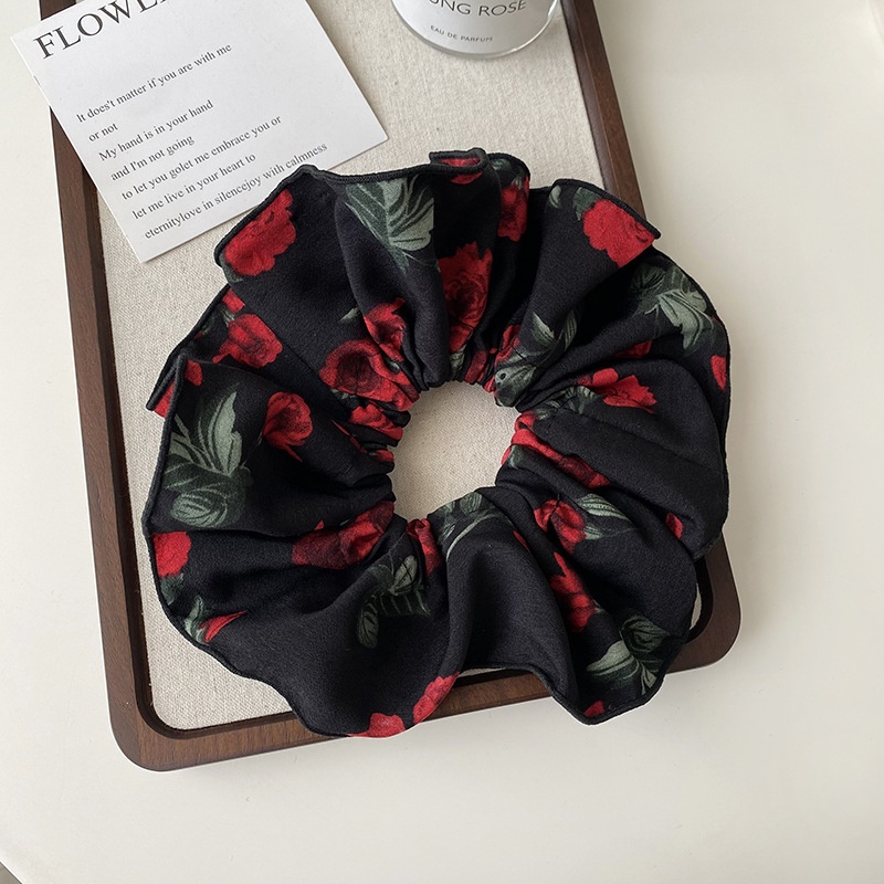 Women's Vintage Black Rose Flower Cloth Hairband for Spring Summer