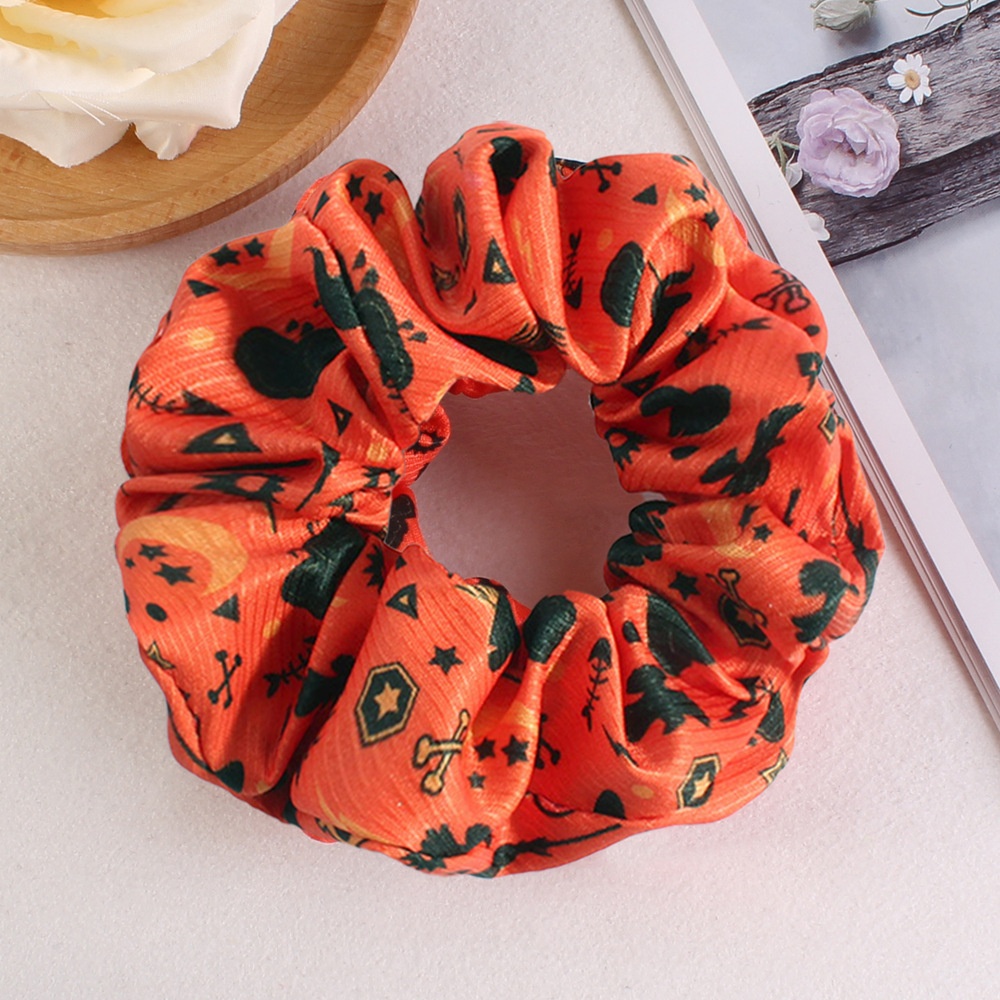 Women's Halloween Party Fabric Hair Scrunchies Colorful Skull Pattern