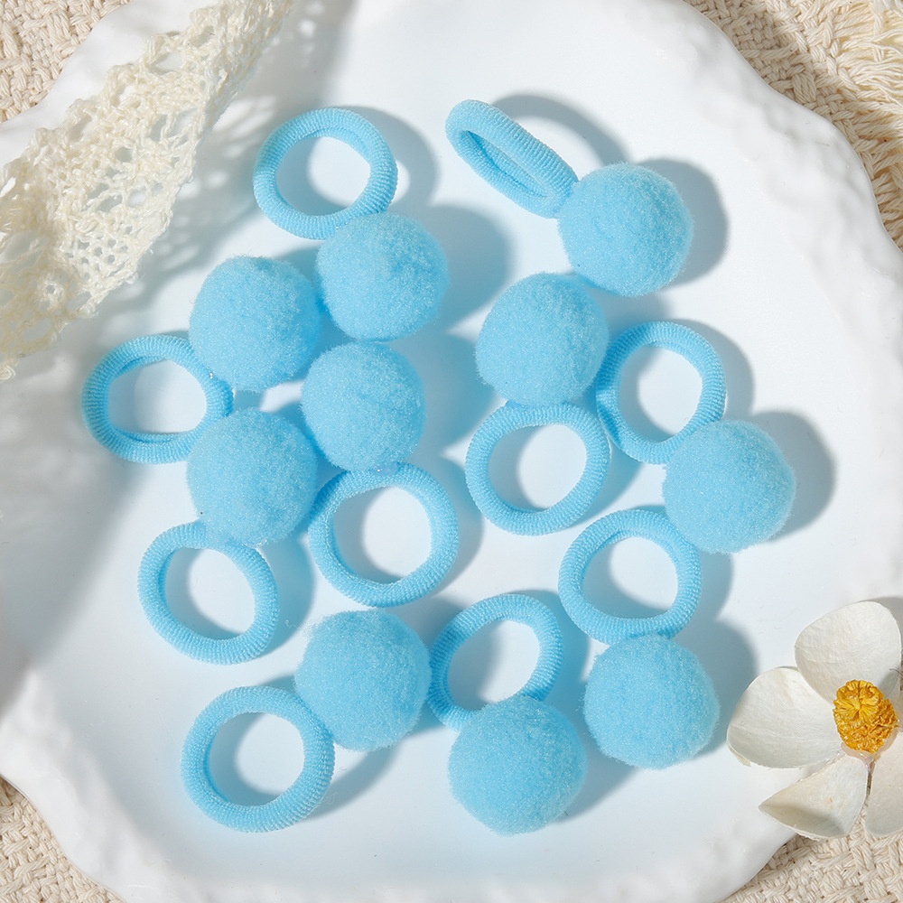 Girls' New Year Hairball Rubber Band Hair Ties Red Multicolor Wool Yarn