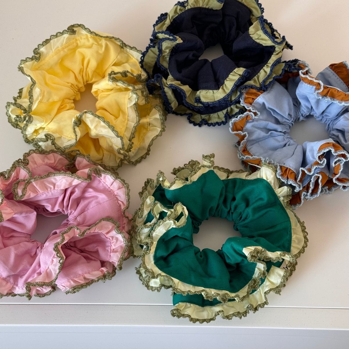 Women's Summer Everyday Cloth Hair Tie Accessory Yellow Color Block